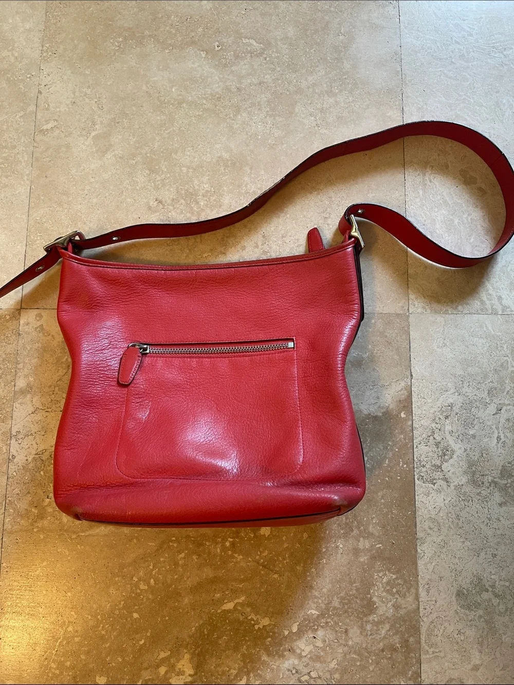 Coach Red Leather Crossbody Shoulder Bag